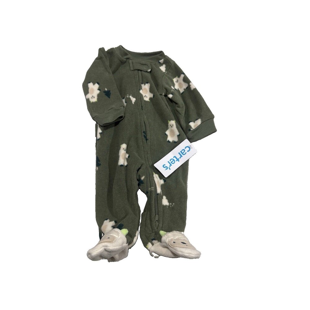 Baby Boy Yeti Fleece Loose Fit 2-Way Zip Sleep & Play Pajamas -Size Newborn